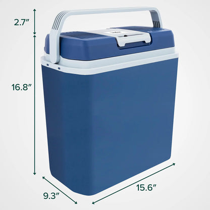 24L Portable Thermoelectric Cooler & Warmer 12V with Handle Blue