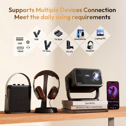 4K Smart Projector 18000 Lumen LED 1080P Wifi Bluetooth UHD Home Theater US