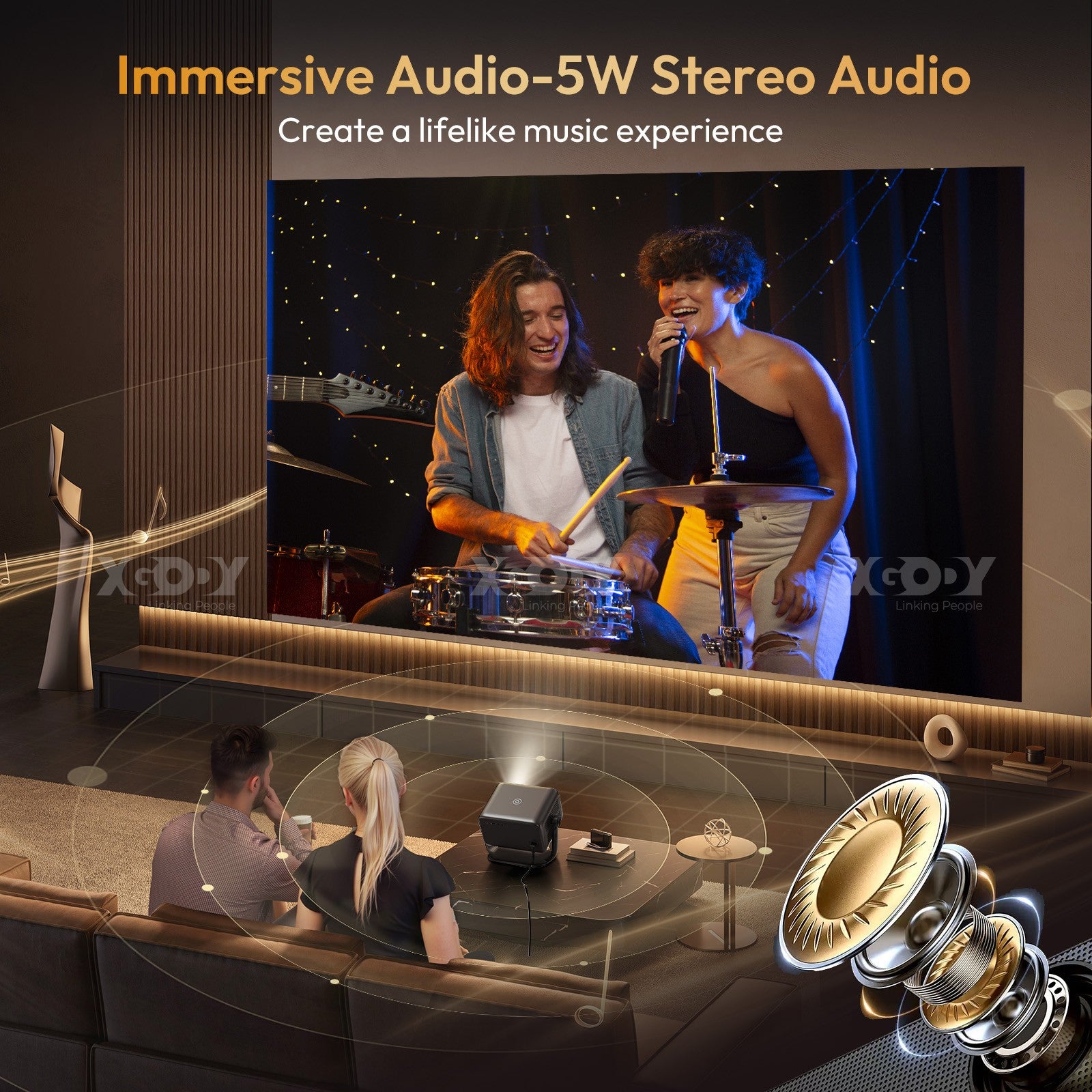 4K Smart Projector 18000 Lumen LED 1080P Wifi Bluetooth UHD Home Theater US