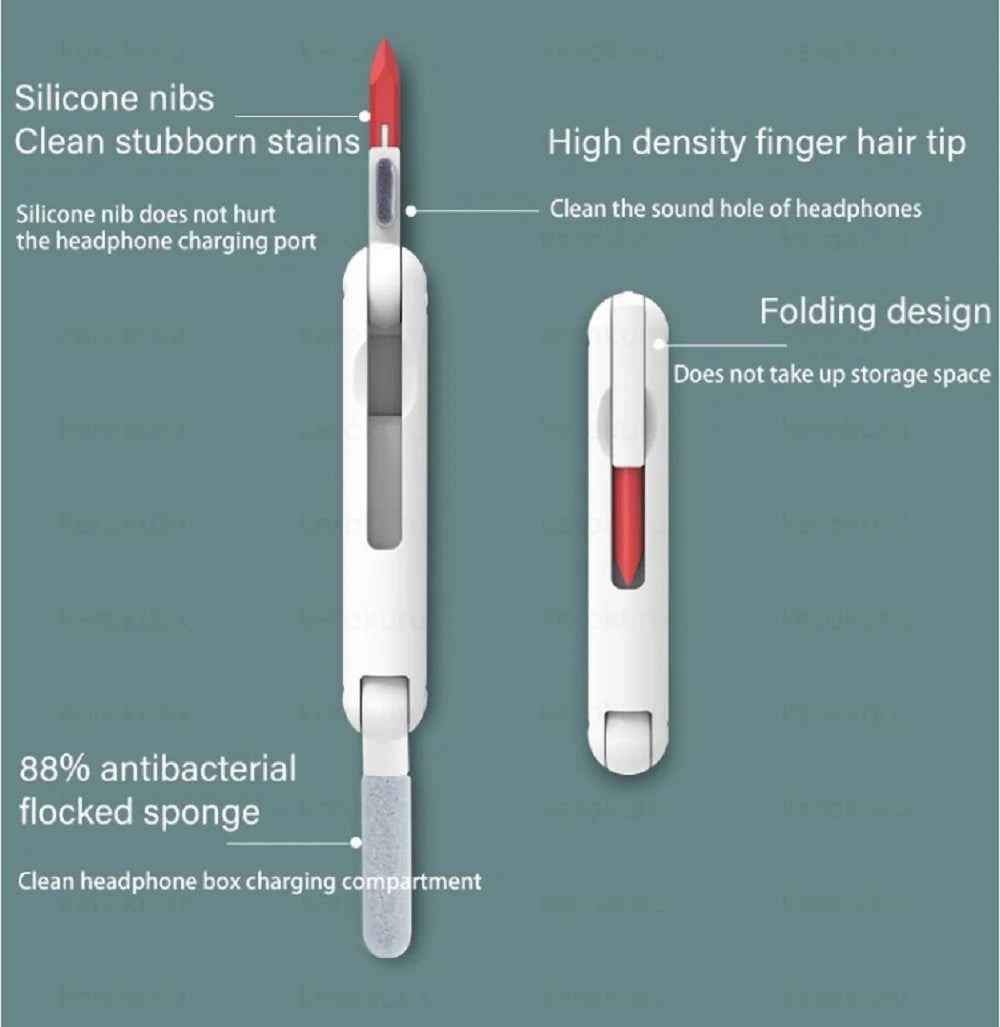 7-In-1 Multi-Device Cleaning Kit – Versatile Dust Brush for Keyboards, Screens & Earphones for Computers, Tablets & Bluetooth Devices
