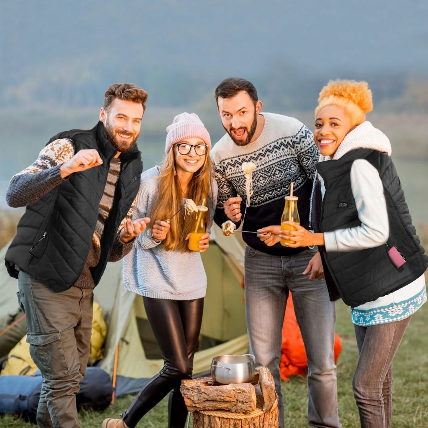 20000Mah Power Bank for Heated Vest Portable Charger 5V 2.1A Dual USB Ports Battery Pack for Heated Blanket Clothing Black