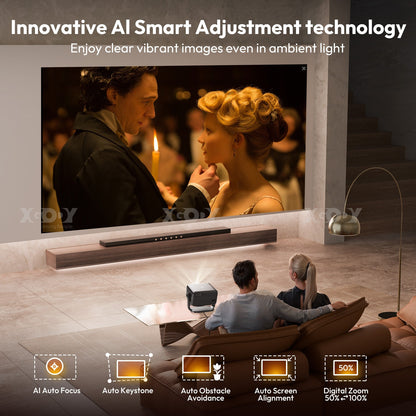 4K Smart Projector 18000 Lumen LED 1080P Wifi Bluetooth UHD Home Theater US