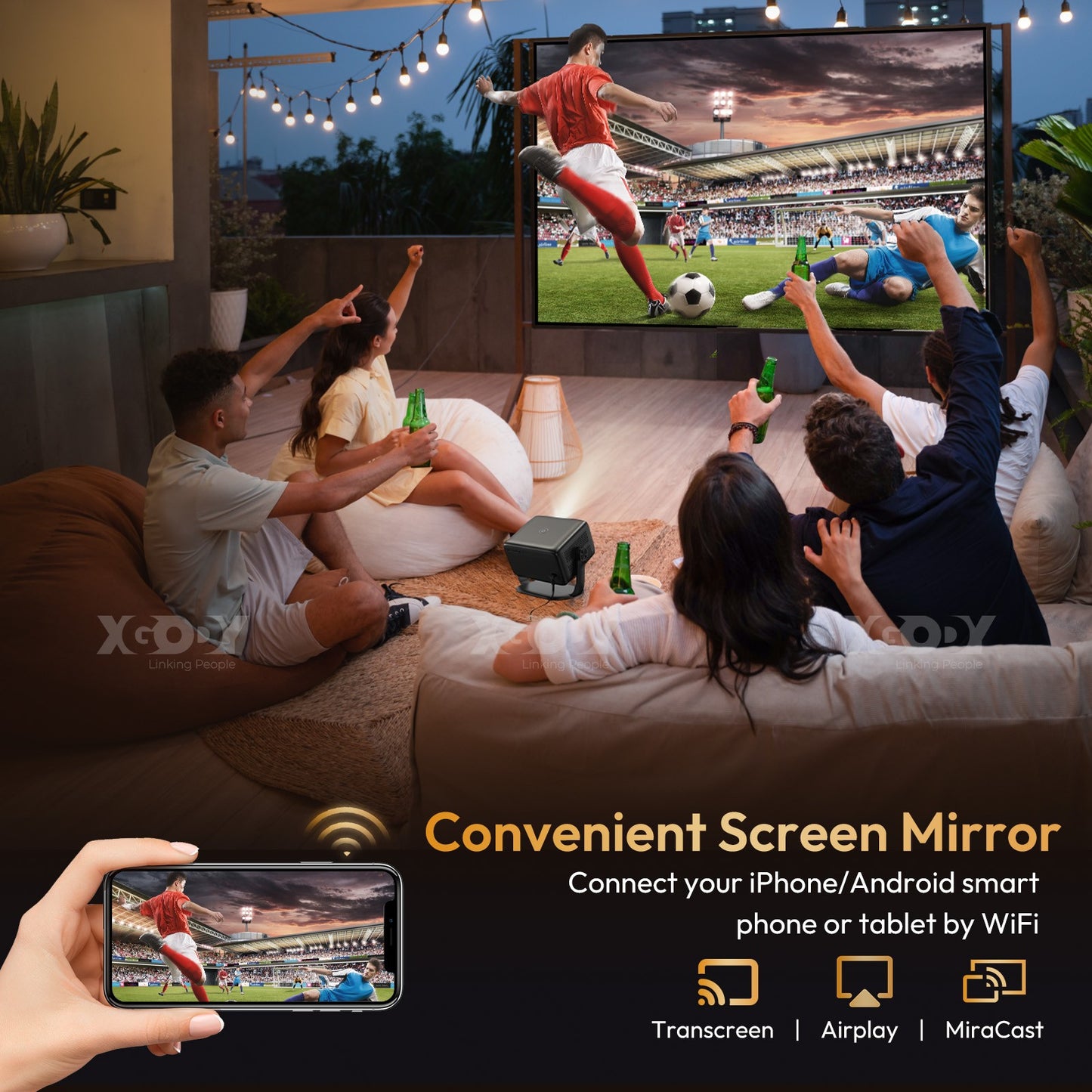 4K Smart Projector 18000 Lumen LED 1080P Wifi Bluetooth UHD Home Theater US